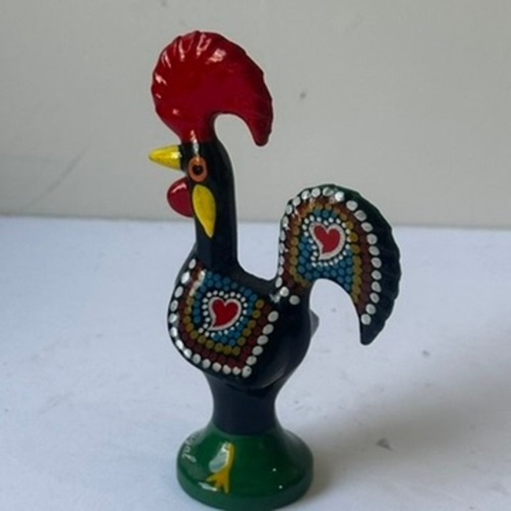 Vintage Hand-Painted Portugal Rooster of Barcelos Good Luck Folk Art 3.5"